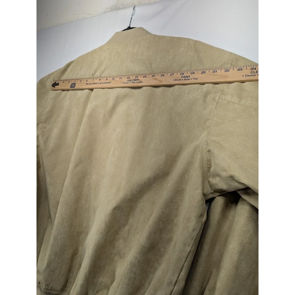 Winner Mate Tan Faux Suede Bomber Jacket Mens XL‎ Water Resistant Full Zip Beige